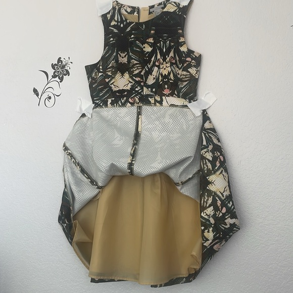 Beautiful fit and flare dress. Palm tree design with 100%polyester doublure - Picture 3 of 4